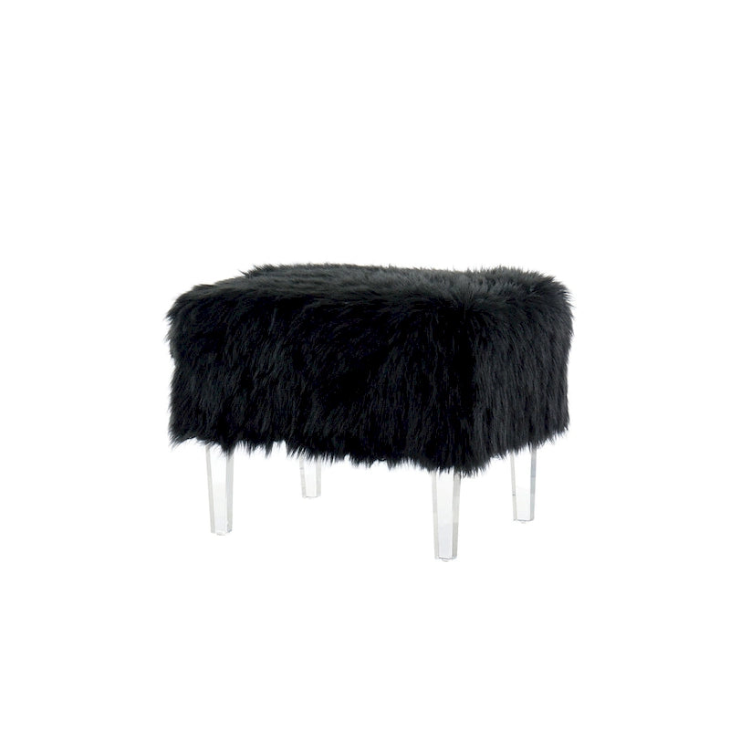 Pouf Andral Contemporaneo in Pelliccia Sintetica Acrilica di Silver Orchid
