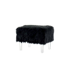 Pouf Andral Contemporaneo in Pelliccia Sintetica Acrilica di Silver Orchid