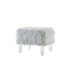 Pouf Andral Contemporaneo in Pelliccia Sintetica Acrilica di Silver Orchid
