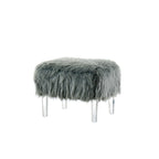 Pouf Andral Contemporaneo in Pelliccia Sintetica Acrilica di Silver Orchid