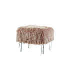 Pouf Andral Contemporaneo in Pelliccia Sintetica Acrilica di Silver Orchid
