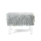 Pouf Andral Contemporaneo in Pelliccia Sintetica Acrilica di Silver Orchid