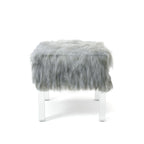 Pouf Andral Contemporaneo in Pelliccia Sintetica Acrilica di Silver Orchid