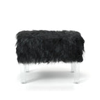 Pouf Andral Contemporaneo in Pelliccia Sintetica Acrilica di Silver Orchid