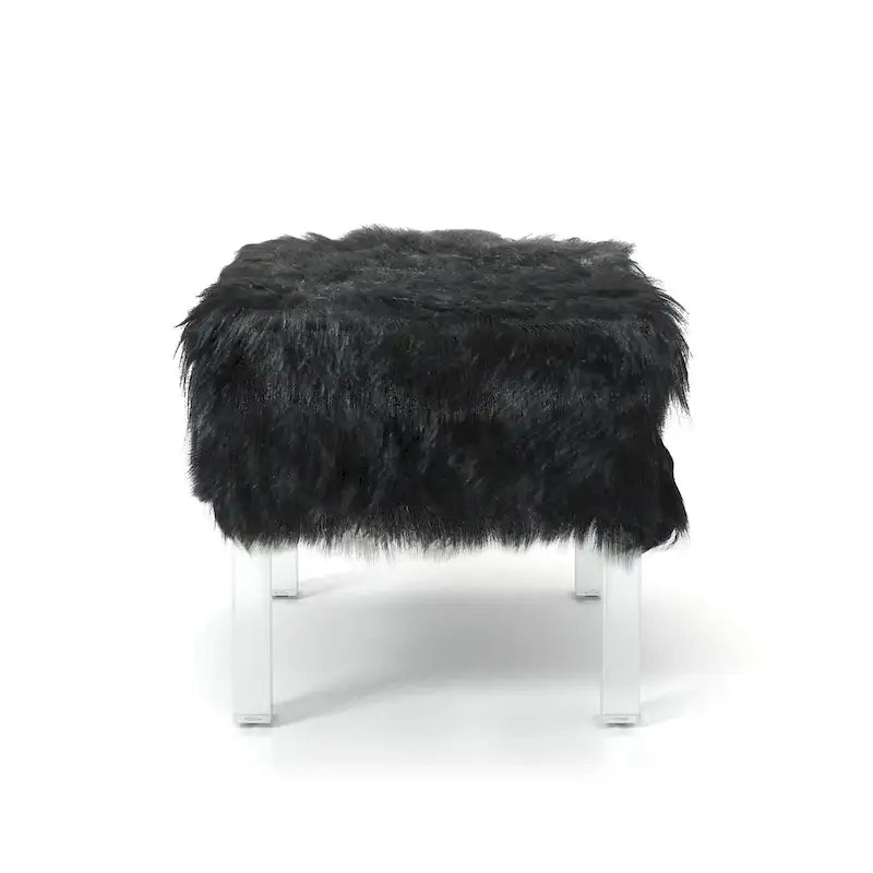 Pouf Andral Contemporaneo in Pelliccia Sintetica Acrilica di Silver Orchid