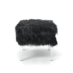 Pouf Andral Contemporaneo in Pelliccia Sintetica Acrilica di Silver Orchid
