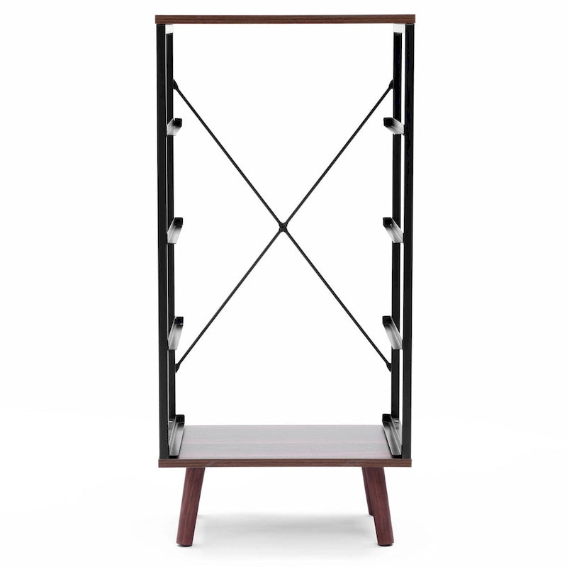 Cassettiera accentata nera in legno composito a 4 cassetti con dettagli marroni