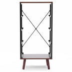 Cassettiera accentata nera in legno composito a 4 cassetti con dettagli marroni