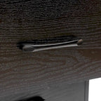 Cassettiera accentata nera in legno composito a 4 cassetti con dettagli marroni