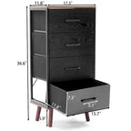 Cassettiera accentata nera in legno composito a 4 cassetti con dettagli marroni