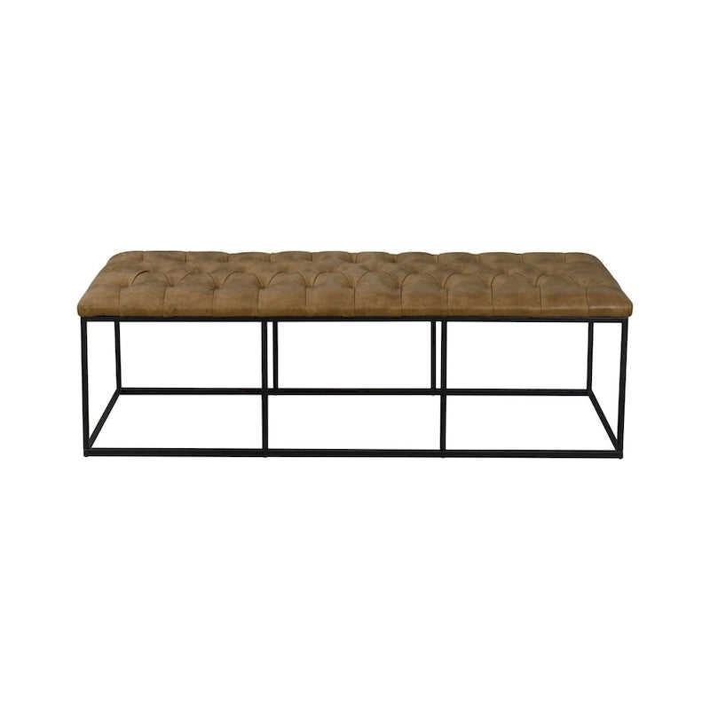 Pouf Draper marrone chiaro con bottoni a trapuntatura profonda