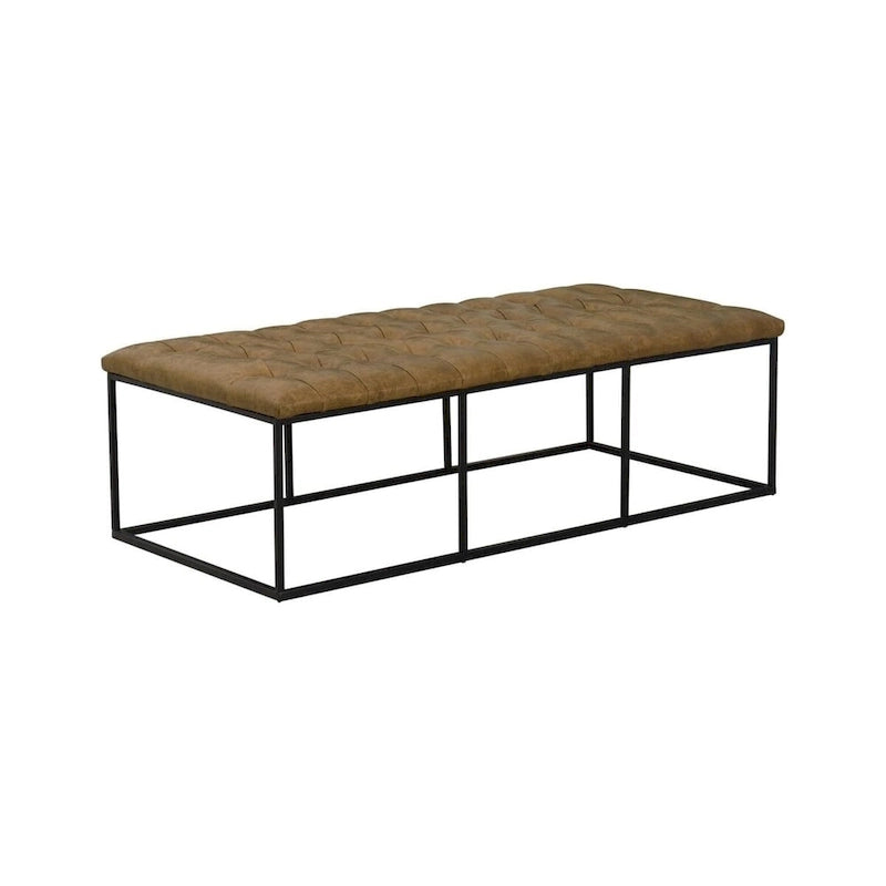 Pouf Draper marrone chiaro con bottoni a trapuntatura profonda