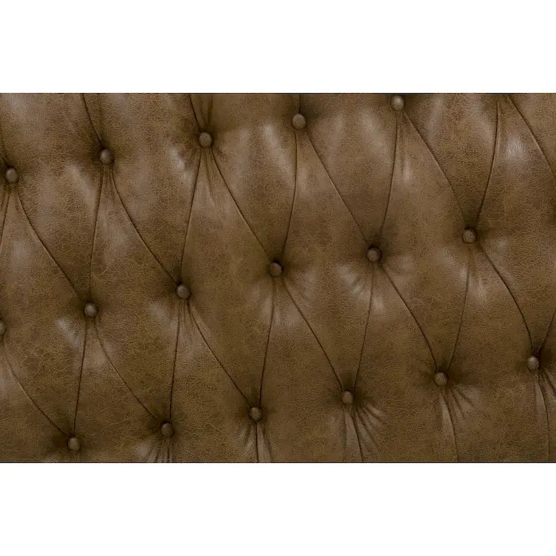 Pouf Draper marrone chiaro con bottoni a trapuntatura profonda
