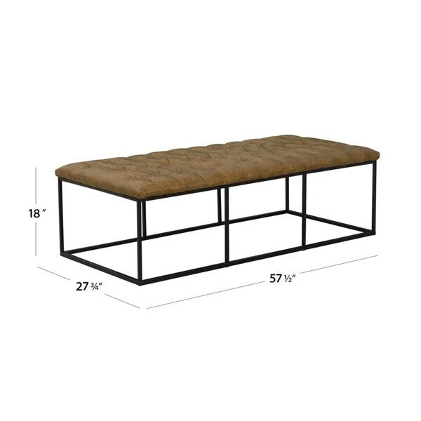 Pouf Draper marrone chiaro con bottoni a trapuntatura profonda