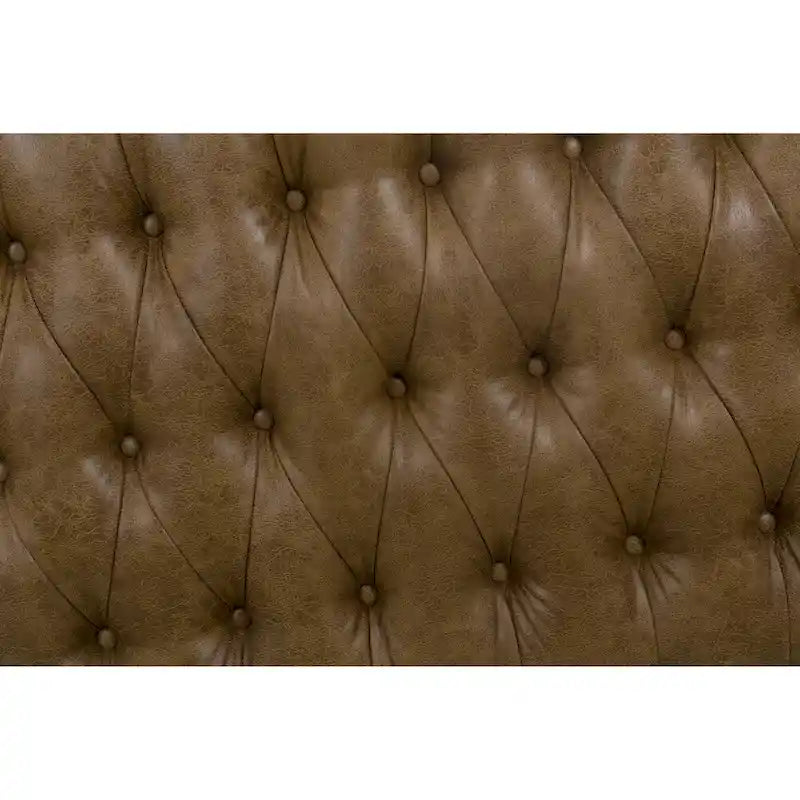 Pouf Draper marrone chiaro con bottoni a trapuntatura profonda