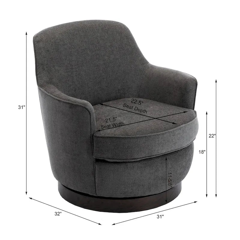Poltrona Rosedale con Base Girevole a 360° – Base in Legno di Noce e Cuscino Reversibile