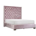 Letto con pannello trapuntato rivestito in velluto rosa Newell