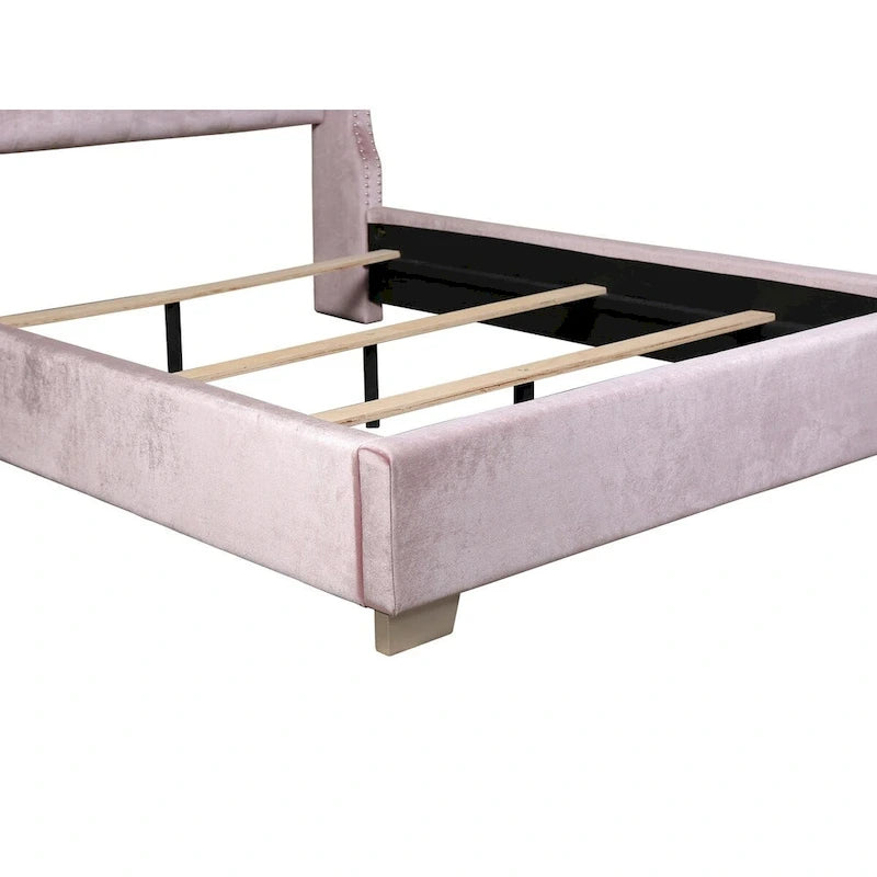 Letto con pannello trapuntato rivestito in velluto rosa Newell