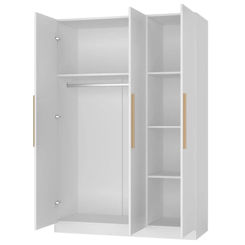 Guardaroba Armadio Mobile in Legno con 6 Cubi Contenitori e Asta Appendiabiti