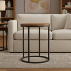 Carolina Living Orson 18 Round Top Accent Table - Chestnut/Industrial