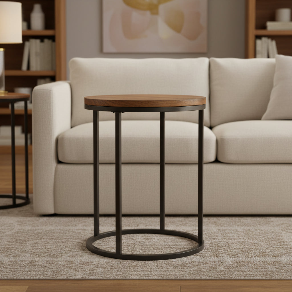 Carolina Living Orson 18 Round Top Accent Table - Chestnut/Industrial