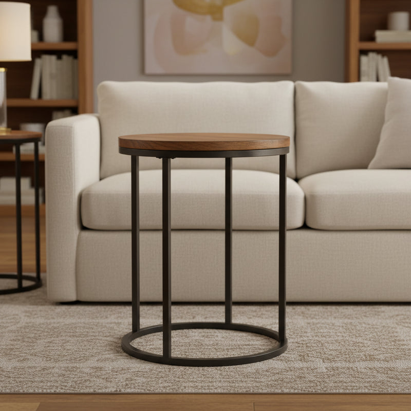 Carolina Living Orson 18 Round Top Accent Table - Chestnut/Industrial