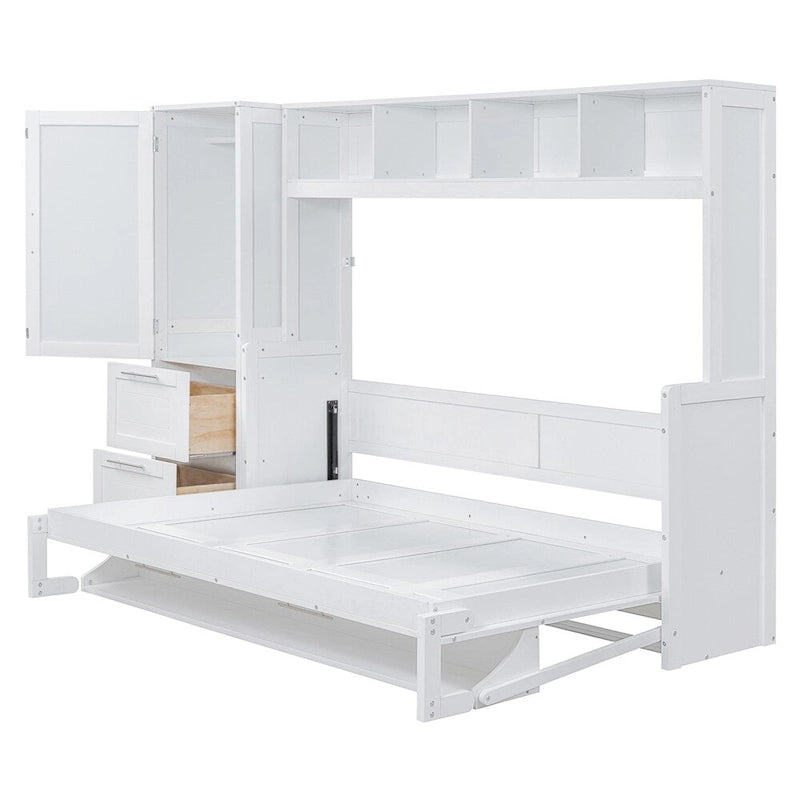 Letto a scomparsa Queen Size con armadio e cassetti