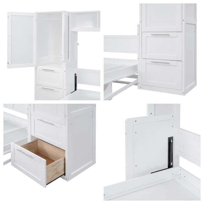 Letto a scomparsa Queen Size con armadio e cassetti