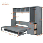 Letto a scomparsa Queen Size con armadio e cassetti
