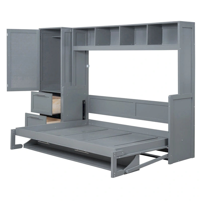 Letto a scomparsa Queen Size con armadio e cassetti