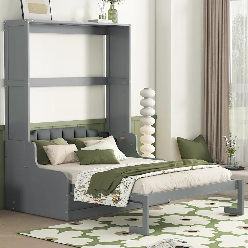 Letto a scomparsa a muro in legno con cuscino