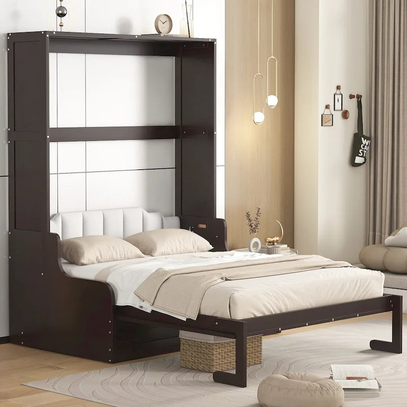 Letto a scomparsa a muro in legno con cuscino