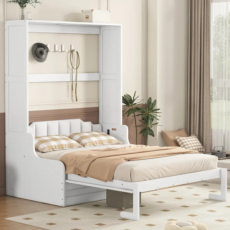 Letto a scomparsa a muro in legno con cuscino