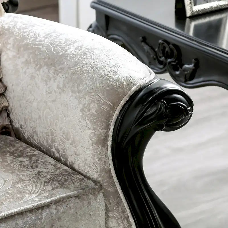 Divanetto tradizionale Clarissa a 2 posti con schienale trapuntato e cuscino decorativo