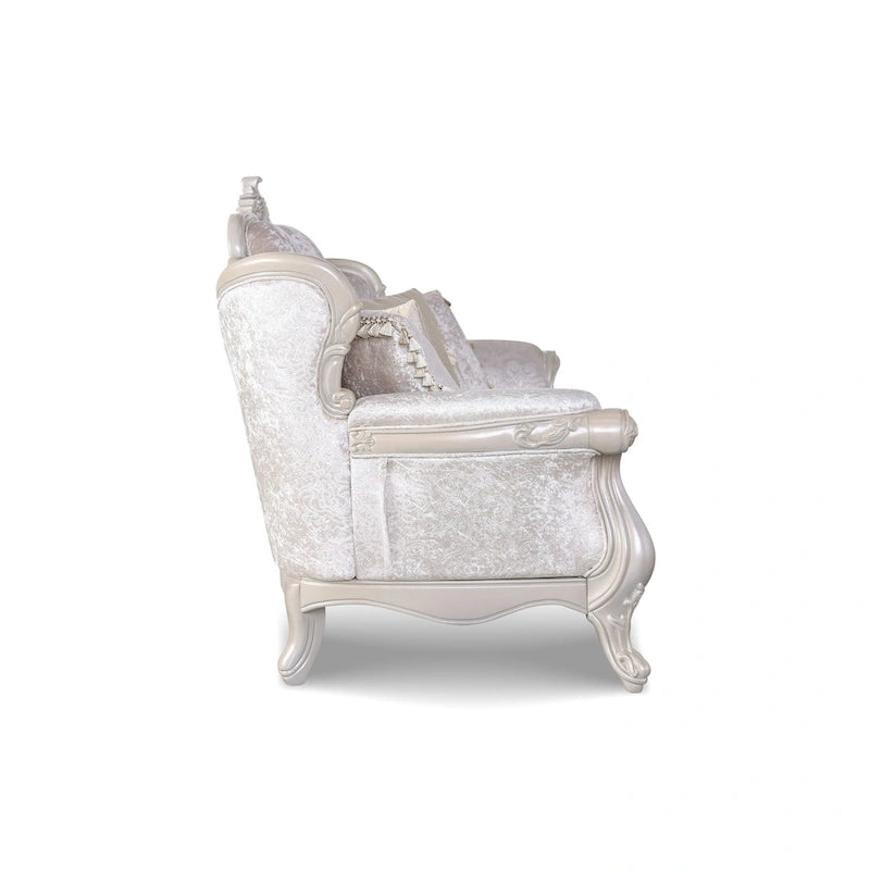 Divanetto tradizionale Clarissa a 2 posti con schienale trapuntato e cuscino decorativo