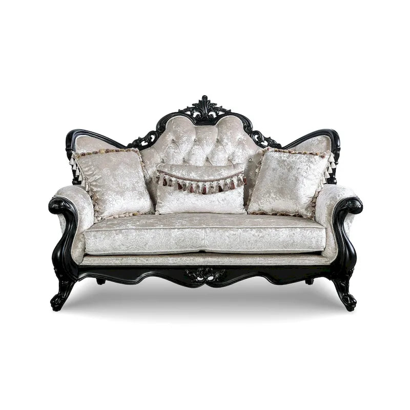Divanetto tradizionale Clarissa a 2 posti con schienale trapuntato e cuscino decorativo