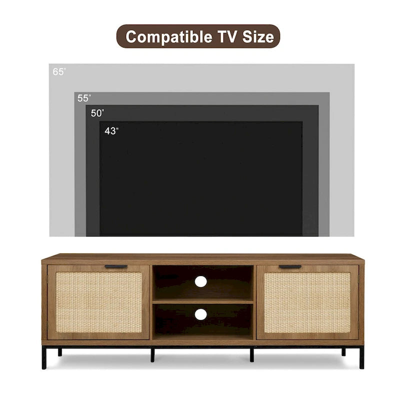 Mobile Porta TV Moderno con 2 Ante, Mobile Contenitore per Media con 4 Ripiani per TV fino a 65 pollici - 59