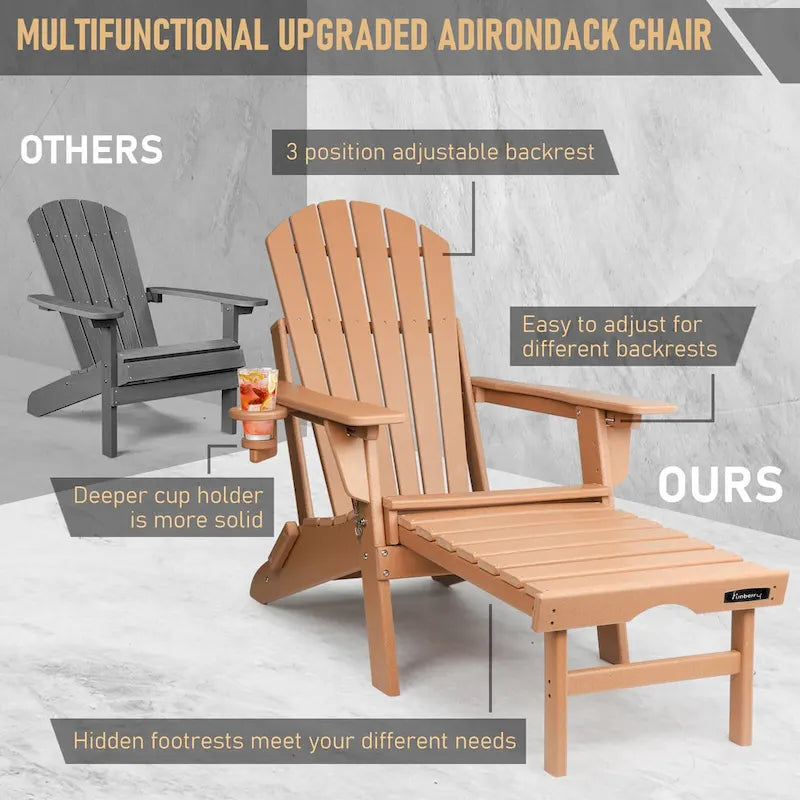 Sedia Adirondack Pieghevole e Regolabile Vrakae con Pouf