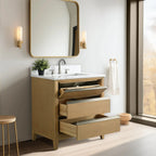 Mobile da Bagno Vanity Art con Lavabo in Ceramica e Top in Marmo Ricomposto