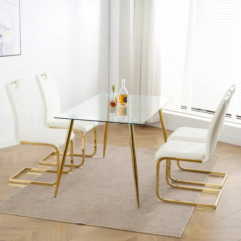 Sedie da pranzo moderne con gambe in metallo cromato, set da 4