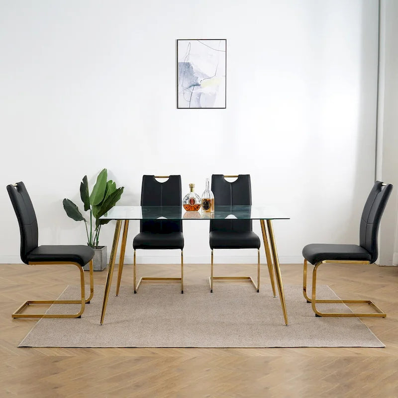 Sedie da pranzo moderne con gambe in metallo cromato, set da 4