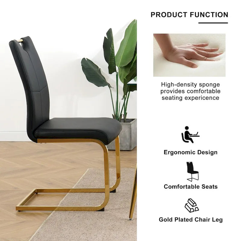 Sedie da pranzo moderne con gambe in metallo cromato, set da 4