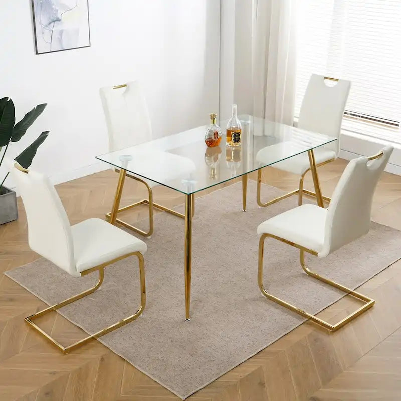 Sedie da pranzo moderne con gambe in metallo cromato, set da 4