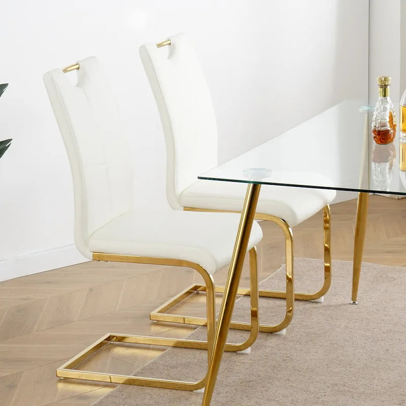 Sedie da pranzo moderne con gambe in metallo cromato, set da 4