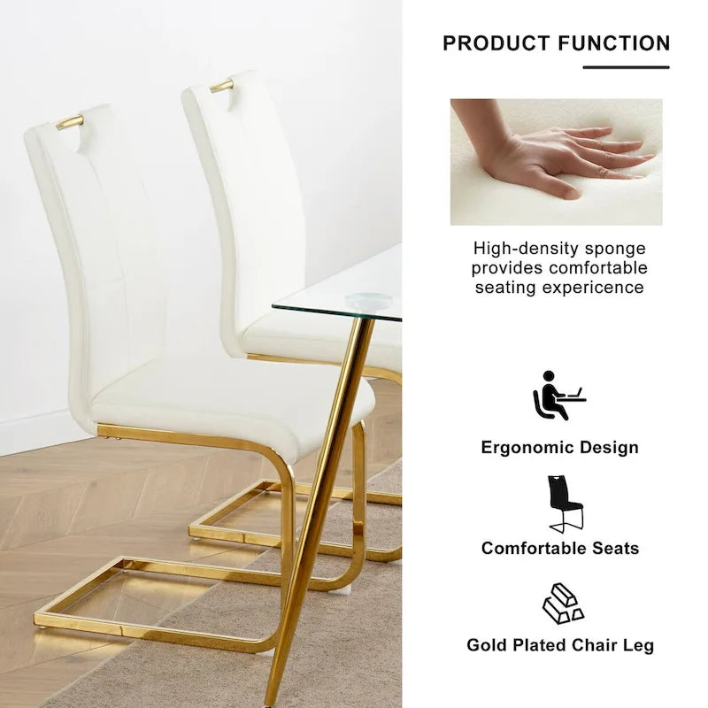 Sedie da pranzo moderne con gambe in metallo cromato, set da 4