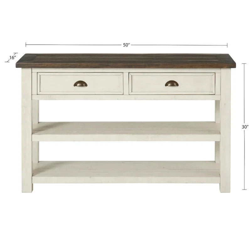 The Gray Barn Downington Consolle da Divano in Legno Massello a 2 Cassetti
