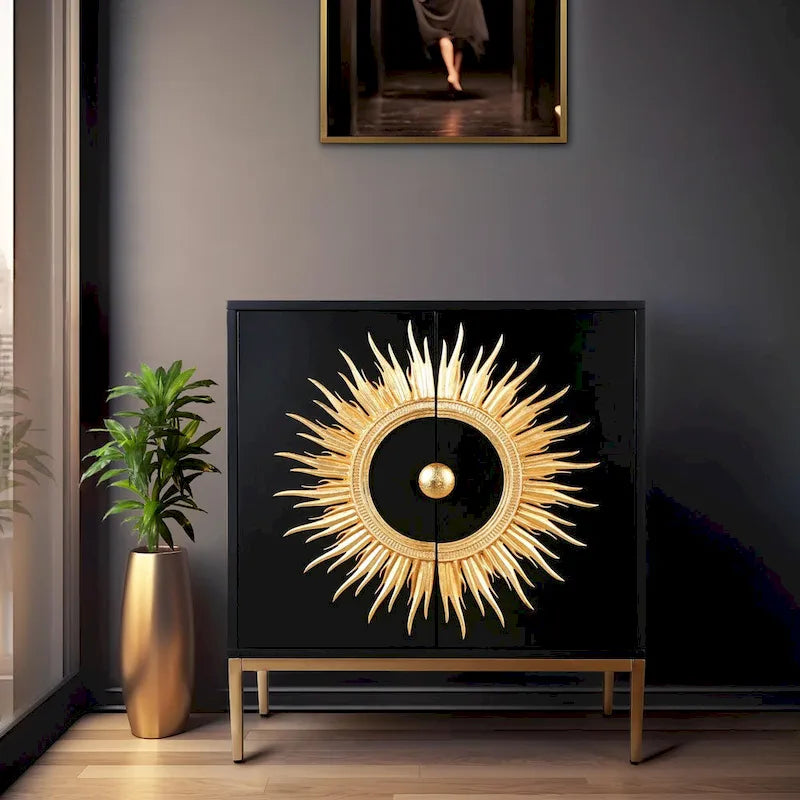 Mobile credenza con 2 ante, per sala da pranzo, buffet, credenza a raggiera per soggiorno
