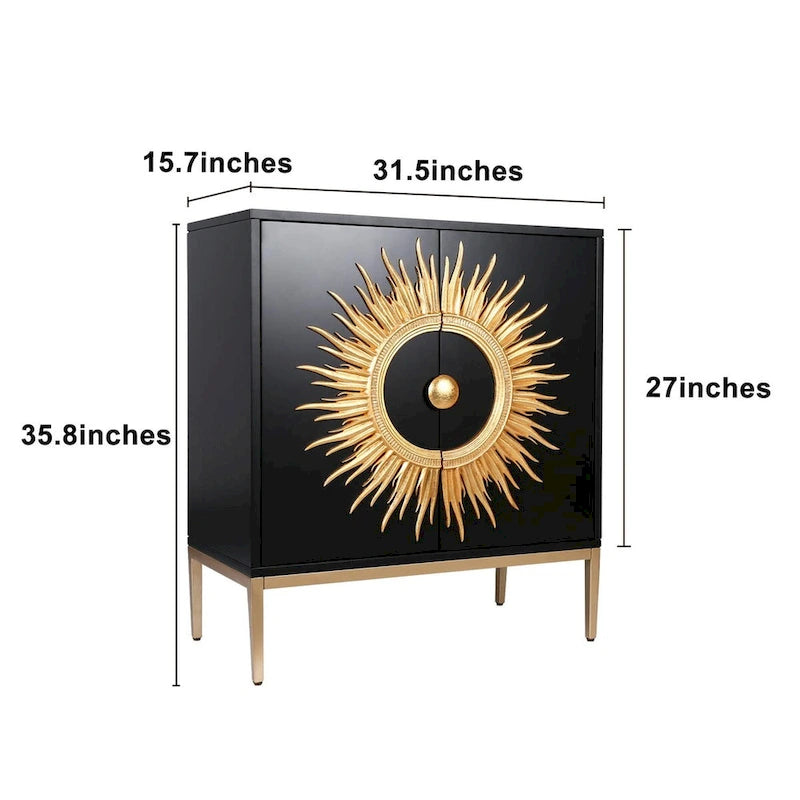 Mobile credenza con 2 ante, per sala da pranzo, buffet, credenza a raggiera per soggiorno