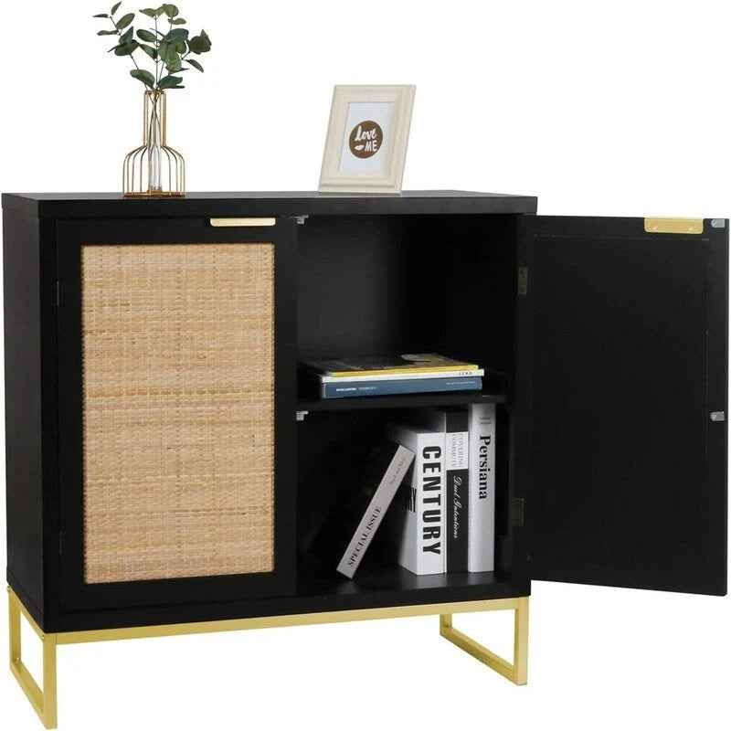 Madia in Rattan Mobile Buffet da Cucina - 13.8P x 31.5L x 29.4A