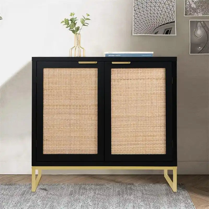 Madia in Rattan Mobile Buffet da Cucina - 13.8P x 31.5L x 29.4A